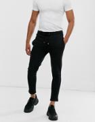 Asos Design Skinny Smart Sweatpants With Pin Tuck Front In Black - Black