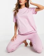 Asos Design Mix & Match Cotton Pyjama Tee In Pink - Pink
