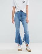 Asos Farleigh High Waist Slim Mom Jeans With Waterfall Hem - Blue