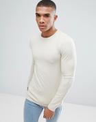Asos Extreme Fitted Fit Long Sleeve T-shirt With Crew Neck - Beige