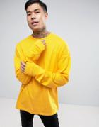 Asos Oversized Long Sleeve T-shirt With Super Long Sleeves In Yellow - Yellow