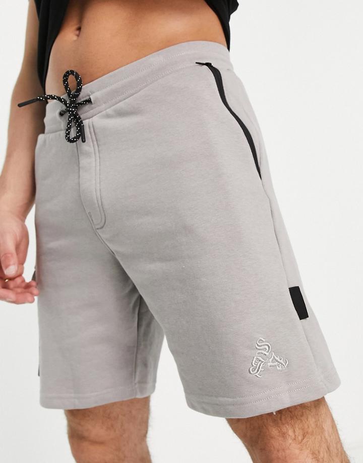 Bershka Jersey Cargo Shorts In Gray