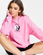 Asos Design Oversized Hoodie With Solstice Back Print In Pink