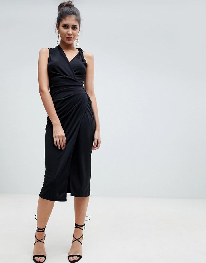 Asos Design Twist Detail Midi Dress-black