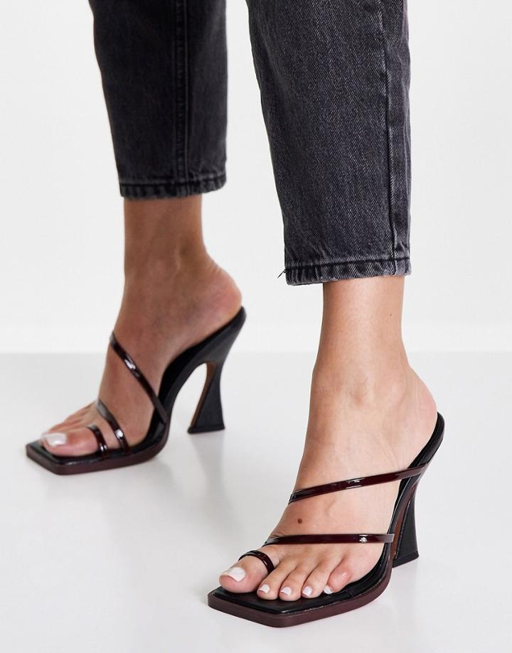 Topshop Nicole Strappy High Mule In Burgundy-red