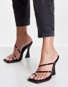 Topshop Nicole Strappy High Mule In Burgundy-red