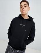 Asos Design Oversized Hoodie With Russian Text Print In Crystals - Black
