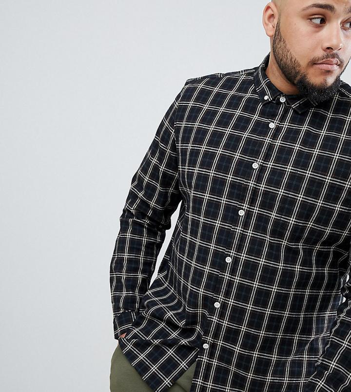 Asos Design Plus Slim Check Shirt In Black - Black