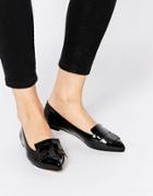 Dune Gersey Patent Fringed Flat Shoes - Black