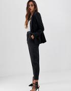 Asos Design Slim Tux Suit Pants With Satin Contrast - Black
