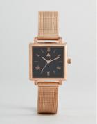 Asos Rose Gold Square Face Mesh Watch - Copper