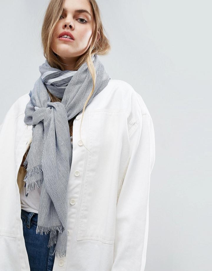 Asos Pinstripe Lightweight Scarf - Gray