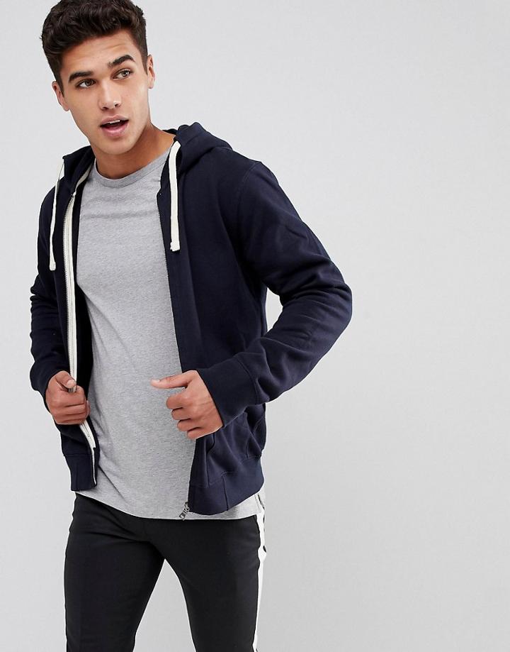 Celio Zip Up Hoodie In Blue - Blue