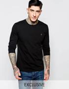 Farah Long Sleeve T-shirt With F Logo In Slim Fit In Black - Black