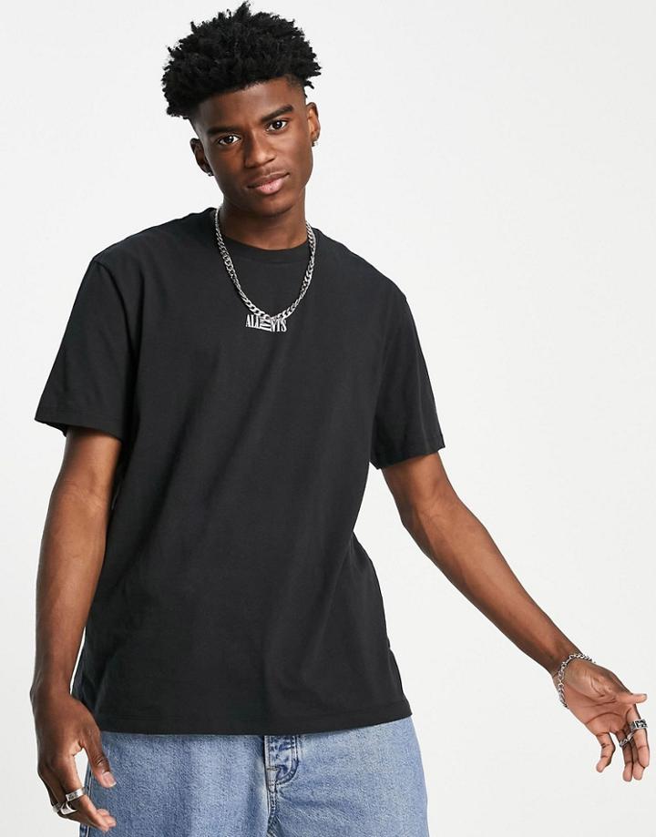Allsaints Opposition Chest Logo T-shirt In Black