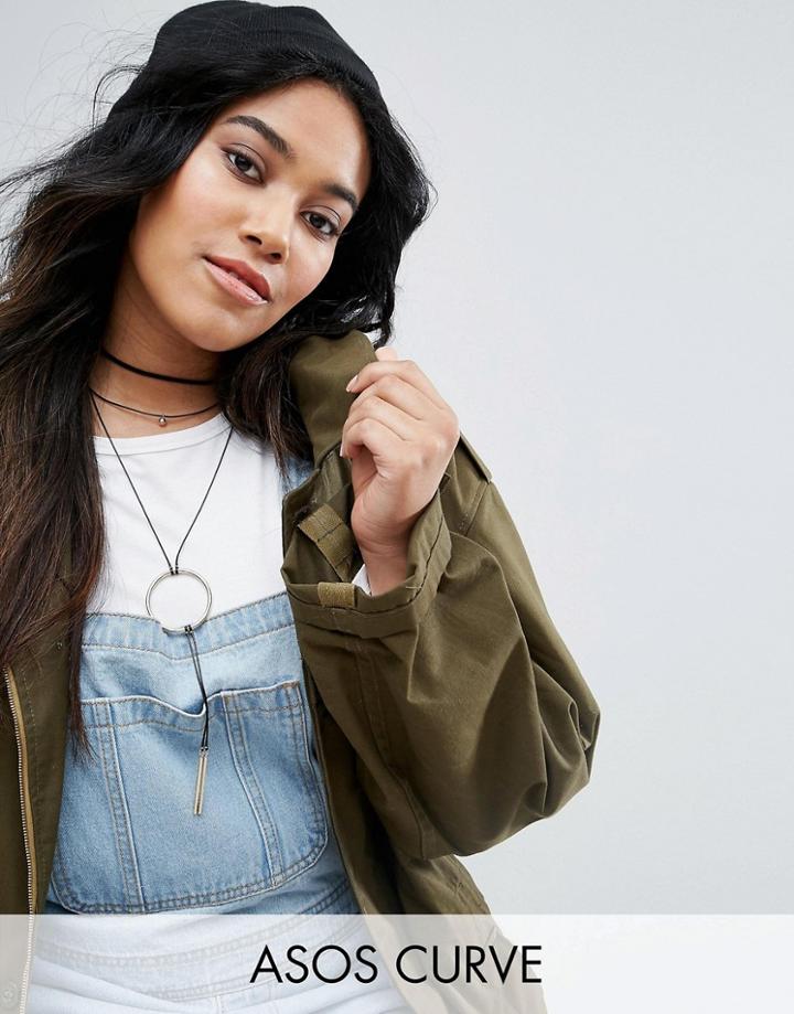 Asos Curve Fine Open Circle Bolo Choker Necklace - Gold