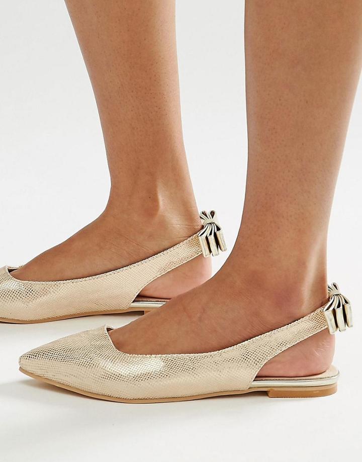 Lost Ink Bethany Gold Sling Back Flat Shoes - Gold