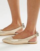 Lost Ink Bethany Gold Sling Back Flat Shoes - Gold