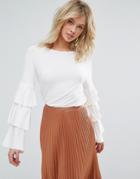 Zibi London Bell Sleeve Sweater - White