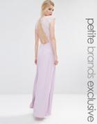 John Zack Petite Maxi Dress With Floral Lace Bodice - Lavender