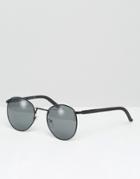 Asos Round Sunglasses In Metal With Rubberised Arms - Smoke Fm