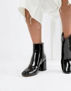 Asos Design Rural Patent Ankle Boots - Black