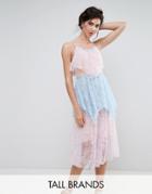 True Decadence Tall Allover Premium Lace Tiered Midi Dress - Multi