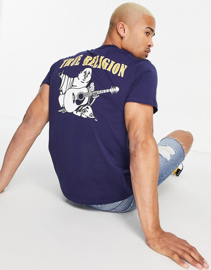 True Religion Logo Crew Neck T-shirt In Navy