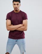 New Look High Roll T-shirt In Burgundy - Red