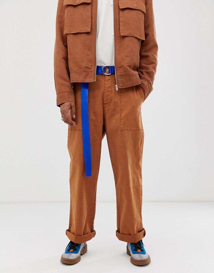 Asos White Two-piece Wide Leg Pants In Rich Tan Heavyweight Twill-brown