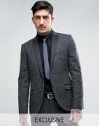 Heart & Dagger Skinny Tuxedo Blazer - Gray
