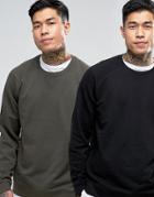 Asos Sweatshirt 2 Pack Black/ Khaki Save - Multi