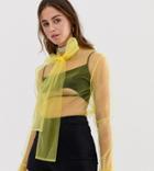 One Above Another Oversized Pussybow Blouse In Sheer Organza - Yellow