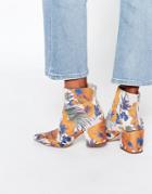 Asos Reach Pointed Jacquard Ankle Boots - Multi