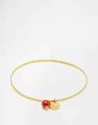 Mirabelle Textured Brass Bracelet With Carnelian - Gold