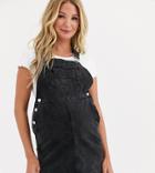 Asos Design Maternity Denim Overall Dress In Washed Black