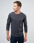 Selected Homme Merino Wool Crew Neck Sweater - Gray