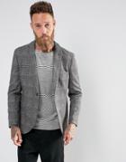 Selected Homme Slim Wool Mix Blazer In Check - Gray