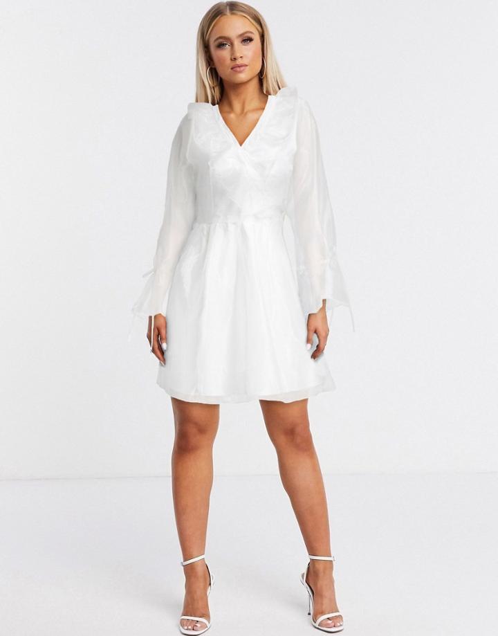 Reclaimed Vintage Inspired Mini Smock Dress With Puff Sleeves And Embroidery In White