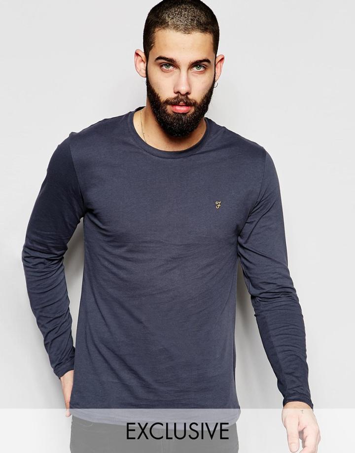 Farah T-shirt With F Logo Slim Fit Exclusive Long Sleeves - Tar