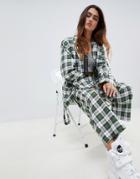 The Ragged Priest Oversized Blazer In Check Two-piece - Green