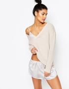 Micha Lounge Knitted V Neck Sweater - Oatmeal