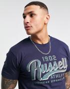 Russell Athletic Graded Logo T-shirt In Navy-red
