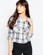 Asos Frill Neck Check Shirt - Multi