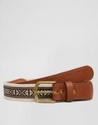 Asos Woven Belt With Jacquard - Cream