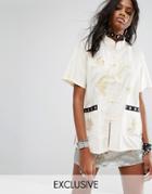 Reclaimed Vintage Inspired Festival Embroidered Shirt With Eyelet Trim - Cream