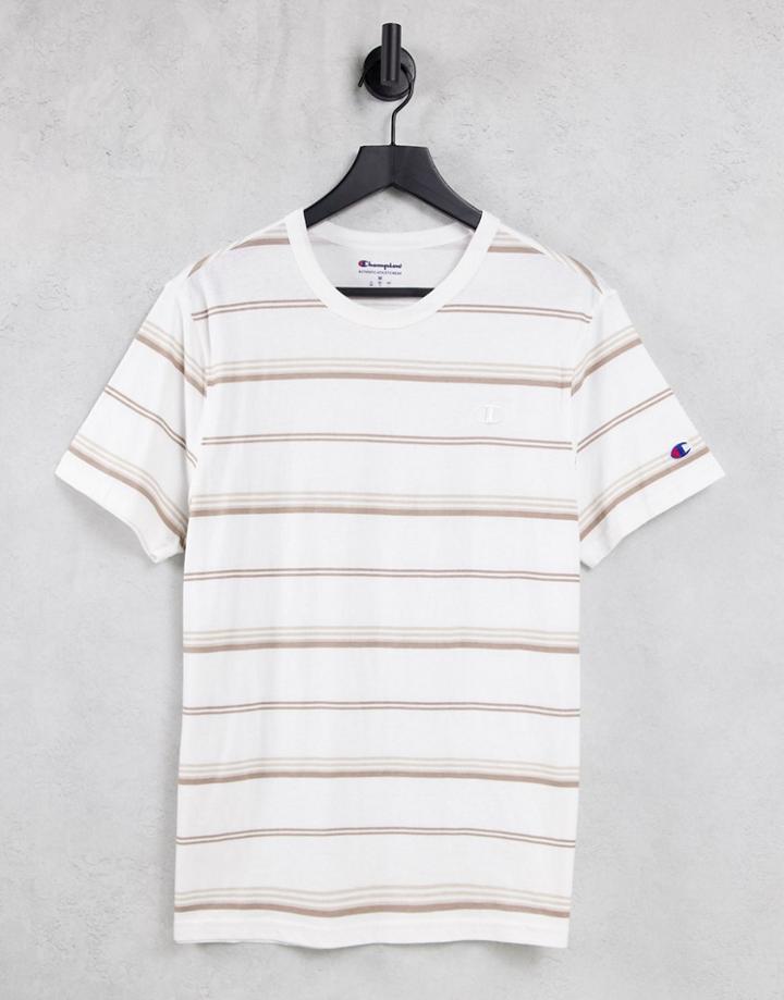 Champion Small Logo Striped T-shirt In White