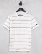 Champion Small Logo Striped T-shirt In White