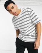 New Look Oversized Stripe T-shirt In White