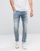 Scotch And Soda Bleached Skinny Fit Jeans - Blue
